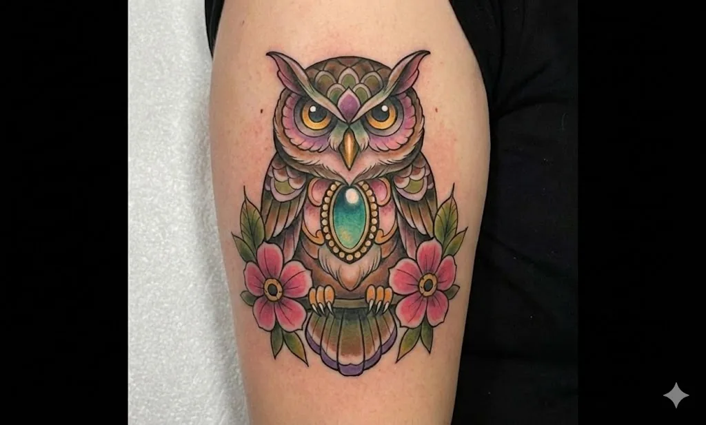 Neo-traditional tattoo concept generated by AI