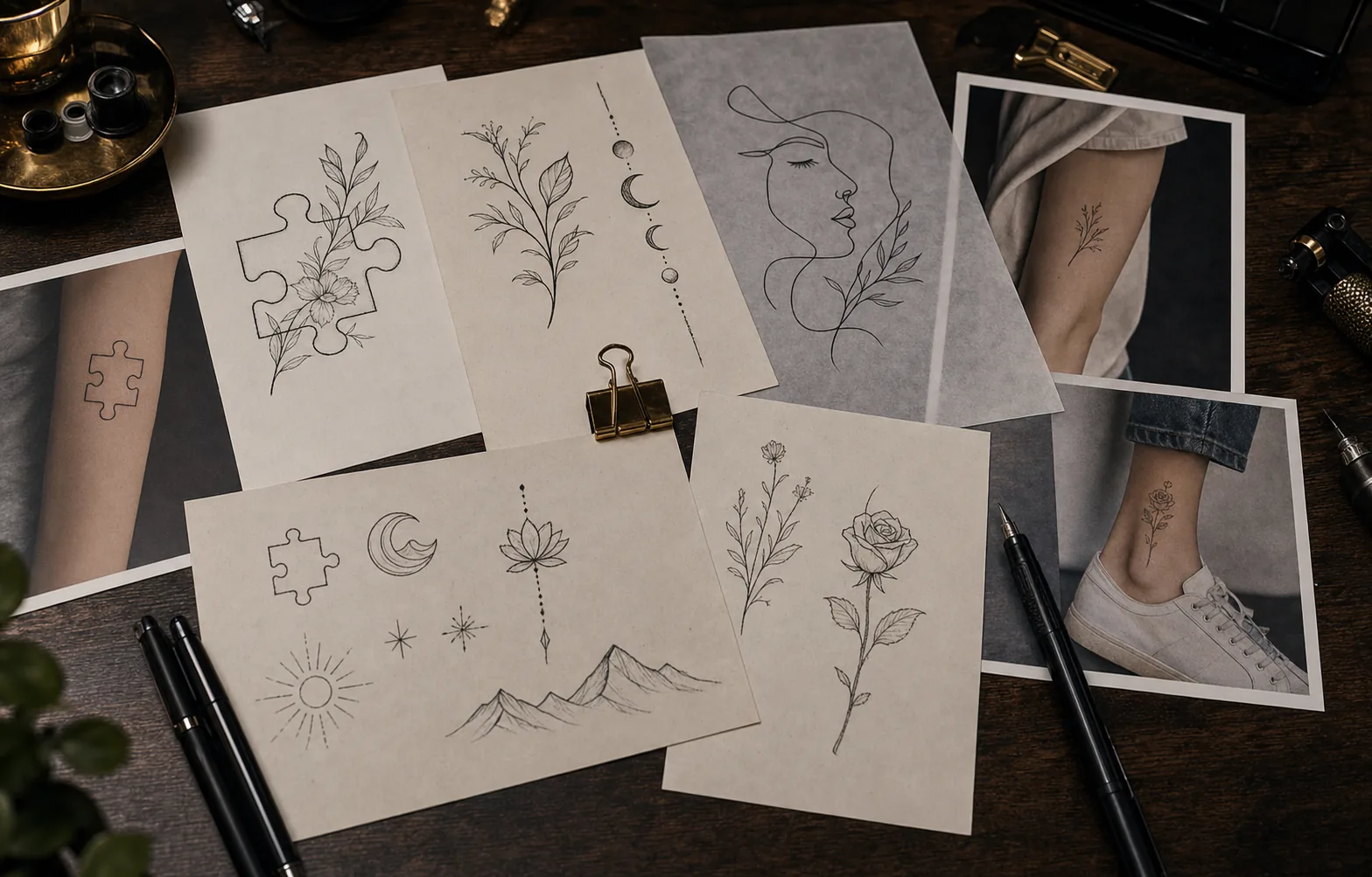 Tattoo line art and simplified reference options