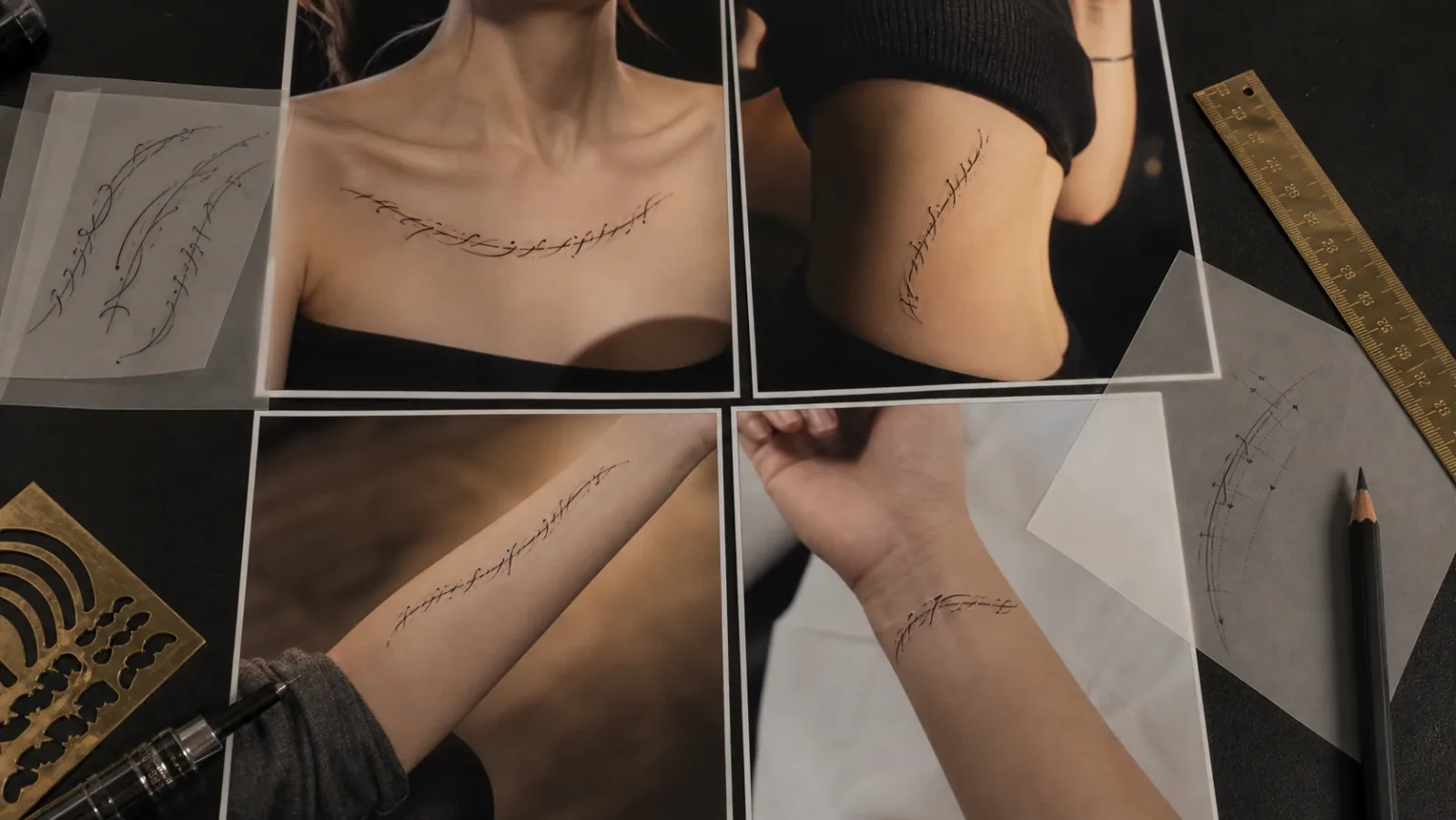 Name tattoo placement examples for wrist rib collarbone and forearm