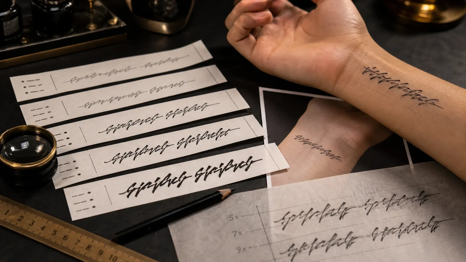 Name tattoo lettering readability and spacing samples